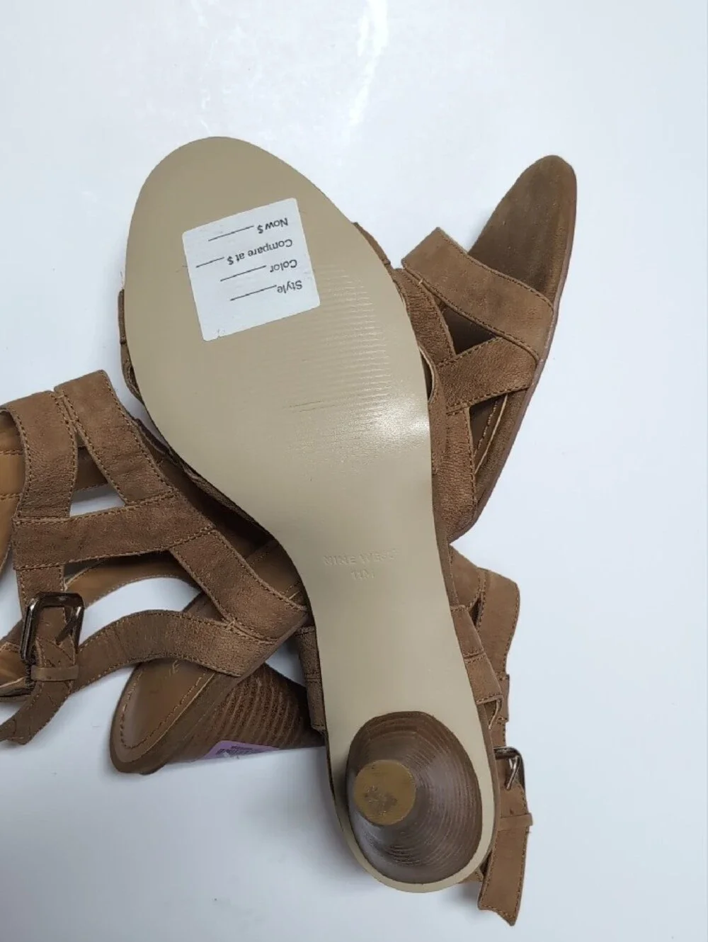 Nine West Tan Suede Strappy Heeled Sandals